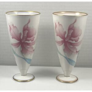 2 Fukagawa Koransha Hand Painted Paste1Orchid Porcelain Saki Wine Cups Asain